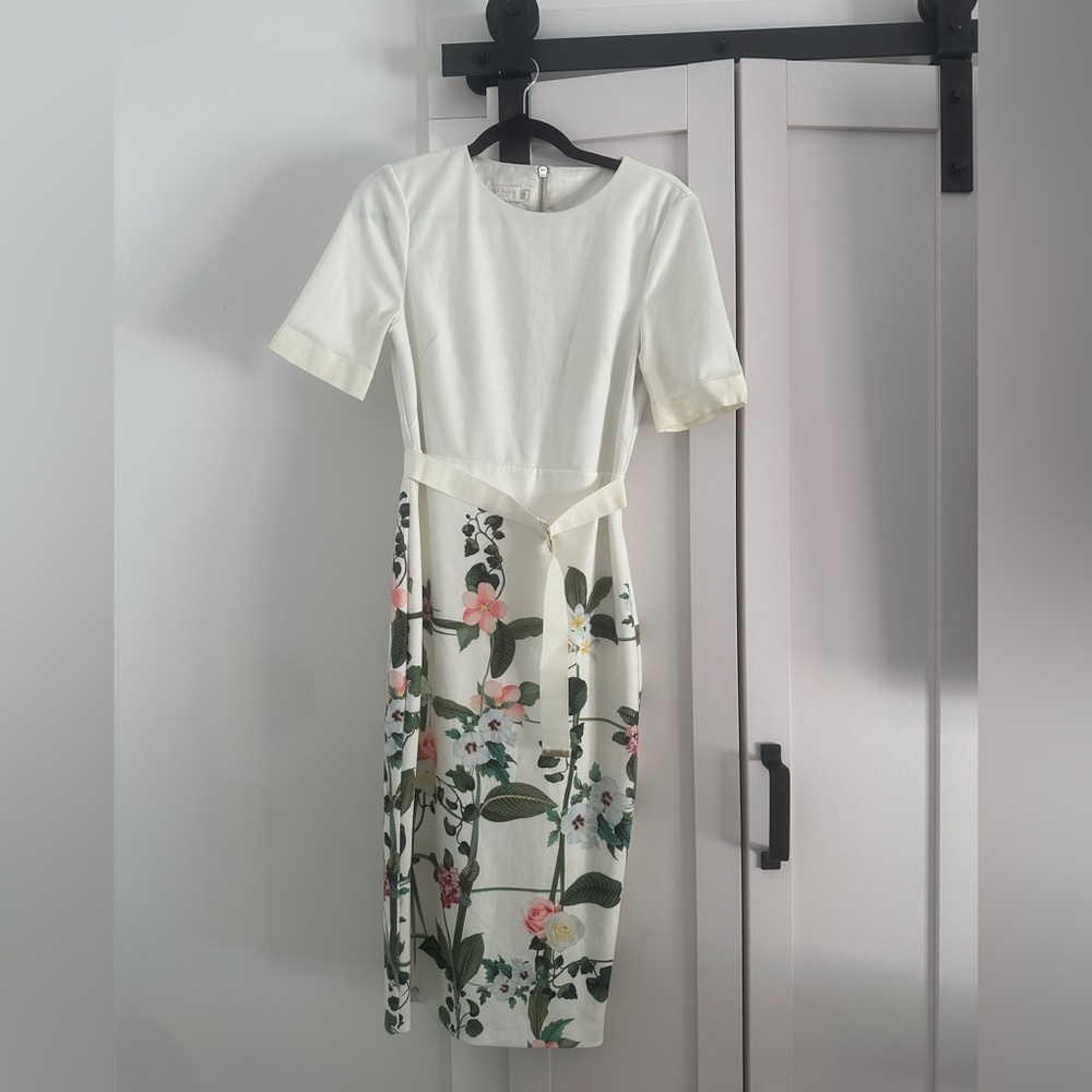 Ted Baker Cream Floral Midi Dress